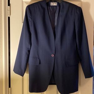VINTAGE ATIUM NAVY BLAZER WITH FRONT BUTTON AND SHOULDER PADS